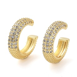 Real 18K Gold Plated Brass Micro Pave Cubic Zirconia Cuff Earrings for Women, Real 18K Gold Plated, 4x15mm