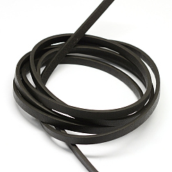 Black Flat Imitation Leather Cords, Black, 5x2mm, about 1.31 yards( 1.2m)/strand