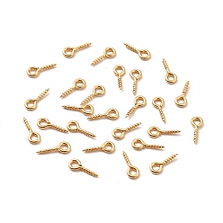 Golden 304 Stainless Steel Screw Eye Pin Peg Bails, For Half Drilled Beads, Golden, 10x4x1mm, Hole: 2mm, Pin: 1mm