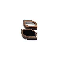 Black Wood Visible Window Ring Storage Box, Ring Magnetic Gift Case with Velvet Inside, Leaf, Black, 6x4cm