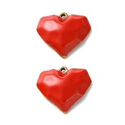 Красный 304 нержавеющей стальной эмали подвески, шарма сердца, ионное покрытие (ip), золотые, красные, 17.5x19x5 мм, отверстие : 1.5x1 мм