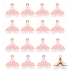 Pink 20 шт. Подвески из сплава эмали, форма китового хвоста, золотой свет, розовые, 15x17.5x3 мм, отверстие : 1.6 мм