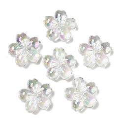 Clear UV Plating Acrylic Beads, Iridescent, Flower, Clear, 22.5x23x9mm, Hole: 2.8mm