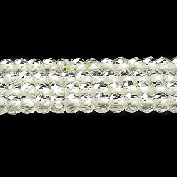 Pale Green Cubic Zirconia Bead Strands, Faceted Rondelle, Pale Green, 3x2mm, Hole: 0.6mm, about 164~172pcs/strand, 14.57~14.88 inch(37~37.8cm)