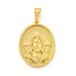 Золотой Ионное покрытие (ip) 304 подвески из нержавеющей стали, овал со святым шармом, золотые, 35.5x26x4 мм, отверстие : 9.5x5 мм