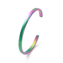 Rainbow Color Ионное покрытие (ip) 304 браслеты-манжеты из нержавеющей стали, Радуга цветов, 2-1/4x1-5/8 дюйм (5.7x4 см), 4 мм