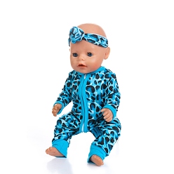 Deep Sky Blue Cloth Doll Jumpsuit & Headband, with Flower & Animal & Fruit Pattern, for 18 inch Girl Doll Dressing Accessories, Deep Sky Blue, 457.2mm