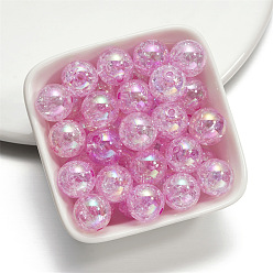 Violet Baking Painted Crackle Glass Beads, Round, Violet, 16mm, Hole: 2mm, 10pcs/bag