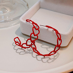 E0000-6 Red Heart Серьги-кольца С-образной формы с росписью макаронами в стиле ретро для женщин