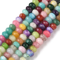 Белый Нефрит Природные окрашенные белого нефрита нитей бисера, граненые, рондель, 7~8x5 мм, отверстие : 1.2 мм, около 76 шт / нитка, 14.69~15.08 дюйм (37.3~38.3 см)