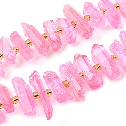 Бледно-Розовый Природных кристаллов кварца бисер нитей, граненые, окрашенные, палочка для наггетсов, с бисером, розовый жемчуг, 11~25x3~9x4~10 мм, отверстие : 1~1.2 мм, около 19~26 шт / нитка, 7.09~7.48'' (18~19 см)