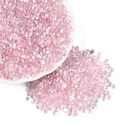Pink Transparent galvanisieren Glasperlen, Nuggets, ab Farbe plattiert, gefärbt, kein Loch, rosa, 2~8x2~5x2~4 mm, ca. 6428 Stk. / Pfund