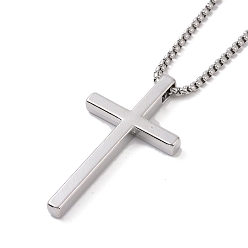 Stainless Steel Color 201 Stainless Steel Chain, Zinc Alloy Pendant Necklaces, Cross, Stainless Steel Color, 23.46 inch(59.6cm)