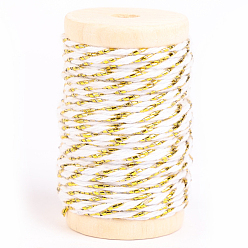 Gold Two Tone Macrame Cotton Braid Thread, with Spool, Round, Gold, 1.5mm, about 14.22 Yards(13m)/Roll