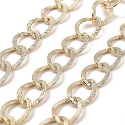 Light Gold Aluminium Texture Curb Chains, Unwelded, with Spool, Light Gold, 22.5x17x1.5mm, about 32.81 Feet(10m)/Roll