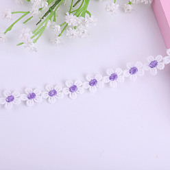 Lilac 15 Yards Milk Fiber Flower Lace Ribbon, Clothing Decoration, Lilac, 1/2 inch(13mm)