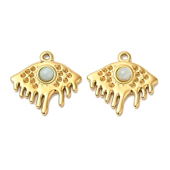Amazonite Ion Plating(IP) 316 Stainless Steel Melting Eye Pendant Rhinestone Settings, with Natural Amazonite, Real 24K Gold Plated, Fit for 1mm Rhinestone, 19x20x4mm, Hole: 1.6mm