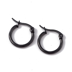 Electrophoresis Black 304 Stainless Steel Huggie Hoop Earrings for Women, Electrophoresis Black, 16x15.5x2mm, Pin: 0.6x1mm