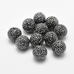Hematite Handmade Polymer Clay Rhinestone Beads, Round, Hematite, 10mm, Hole: 1.5mm