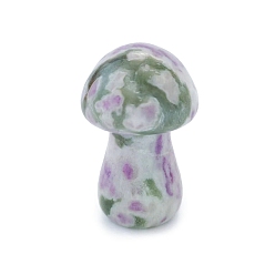 Jade Natural Jade Healing Mushroom Figurines, Reiki Energy Stone Display Decorations, 35mm