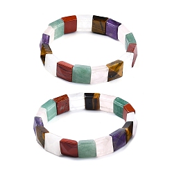 Смешанные камни Браслеты из натуральных смешанных камней, эластичные браслеты для женщин и мужчин, внутренний диаметр: 2-1/4~2-3/8 дюйм (5.55~5.95 см)