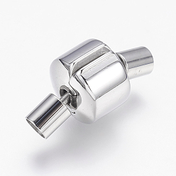 Stainless Steel Color 304 Stainless Steel European Style Clasps, Column, Stainless Steel Color, 18x10x10mm, Hole: 3mm