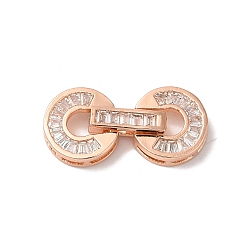 Розовое Золото Реечное покрытие латунь микро паве прозрачный кубический цирконий складные застежки, без кадмия и без свинца, долговечный, розовое золото , 23 мм