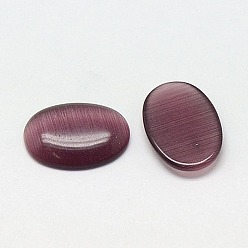 Purple Cat Eye Cabochons, Oval, Purple, 18x13x2.5~3.5mm