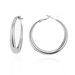silver Metallic Circle Hoop Earrings - Chic, Elegant, Sophisticated, Trendy, Statement Earrings.