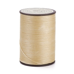 Wheat Flat Waxed Polyester Thread String, Micro Macrame Cord, for Leather Sewing Stitching, Wheat, 0.8~0.9x0.3mm, about 109.36 Yards(100m)/Roll