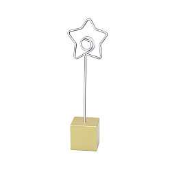 Light Khaki Metal Spiral Memo Clips, with Resin Base, Message Note Photo Stand Holder, for Table Decoration, Star, Light Khaki, 117mm