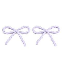 Lilac Spray Painted Alloy Pendants, Bowknot Charms, Cadmium Free & Nickel Free & Lead Free, Lilac, 29x38x4mm, Hole: 13x6mm
