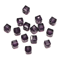 Indigo Transparent Acrylic Beads, Faceted Cube, Indigo, 8x8x8mm, Hole: 1.5mm, 50pcs/bag