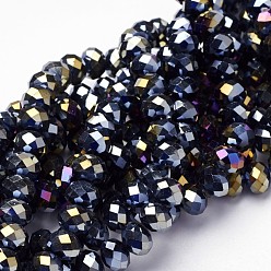 Mixed Color Electroplate Glass Beads Strands, Faceted, Rondelle, Mixed Color, 6x4mm, Hole: 1mm, about 85~88pcs/strand, 16.1~16.5 inch(41~42cm)