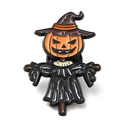 Pumpkin Halloween Enamel Pins, Electrophoresis Black Alloy Badge for Backpack Clothes, Pumpkin Scarecrow
, 34x24x1.5mm
