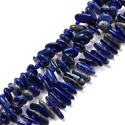 Lapis Lazuli Natural Lapis Lazuli Beads Strands, Chip, 5~18x3~9x2~5mm, Hole: 1mm, about 67~69pcs/strand, 15.55''(39.5~40cm)
