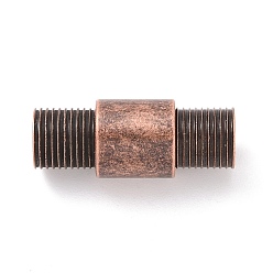 Red Copper Tibetan Style Vacuum Plating 304 Stainless Steel Magnetic Clasps with Glue-in Ends, Column, Red Copper, 23.5mm, Hole: 6mm