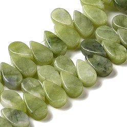 Other Jade Natural Natural Xinyi Jade/Chinese Southern Jade Beads Strands, Teardrop, Top Drilled, 9~10x5~5.5x3.5~4mm, Hole: 0.7mm, about 40~48pcs/strand, 7.09~7.28''(18~18.5cm).