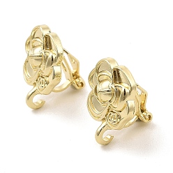 Golden Alloy Clip-on Earring Findings, with Loops, for Non-pierced Ears, Rose, Golden, 17x13.5x12mm, Hole: 2.5mm