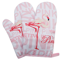 Flamingo Shape Polycotton(Polyester Cotton) Oven Mitts for Kitchen Heat Resistant Oven Gloves, for DIY Cake Bakeware, Flamingo Shape, 280mm