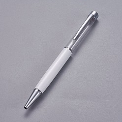 White Creative Empty Tube Ballpoint Pens, with Black Ink Pen Refill Inside, for DIY Glitter Epoxy Resin Crystal Ballpoint Pen Herbarium Pen Making, Silver, White, 140x10mm