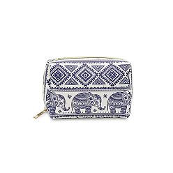 Cornflower Blue PU Leather Wallets with Zipper, Change Purse, Clutch Bag for Women, Rectangle with Elephant Pattern, Cornflower Blue, 17x12x8cm