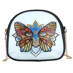 Butterfly DIY Handbag Diamond Painting Kits, Including Resin Rhinestones, Pen, Tray & Glue Clay, Butterfly Pattern, 170x190x30mm