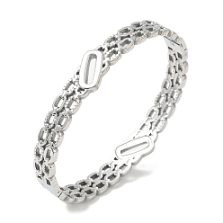 Stainless Steel Color 304 Stainless Steel Hollow Hinged Cuff Bangles, Oval, Tarnish Free, Stainless Steel Color, Inner Diameter: 1.97 inch(5cm)x2.36 inch(6cm)