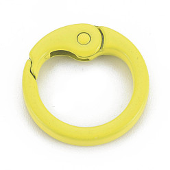 Yellow Spray Painted Alloy Spring Gate Rings, Cadmium Free & Nickel Free & Lead Free, O Rings, Yellow, 25x4mm, Hole: 19mm