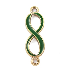 Зеленый Стойка покрытие латунь эмаль 8 фигурные соединители подвески, реальный 18 k позолоченный, долговечный, без кадмия и без свинца, зелёные, 33x10x3.5 мм, отверстие : 2 мм
