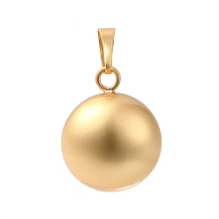 Matte Gold Color Rack Plating Brass Bell Pendants, Pregnancy Bola, Round Charms, Matte Gold Color, 24.5x20.5mm, Hole: 7.5x4.5mm