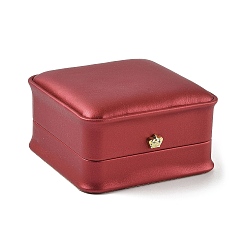 Красный Кожаный браслет браслет подарочные коробки, с позолоченной железной короной и бархатом внутри, для свадьбы, футляр для хранения ювелирных изделий, красные, 9.6x9.6x5.3 см