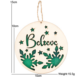 Green background snowflake letter B style Christmas Wooden Door Pendant Interior Decoration Party Decoration Christmas Decoration Wooden Pendant
