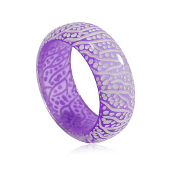 Violet Luminous Glow in the Dark Resin Simple Finger Ring, Violet, US Size 8(18.1mm)